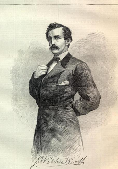 The first engraving of John Wilkes Booth that appeared in the April 29th, 1865 issue of Harper's Weekly.